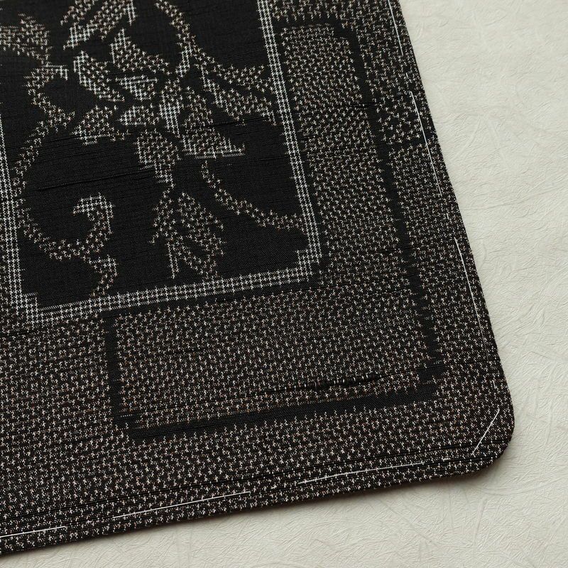 紬 良品 正絹 木の葉・植物柄 袷仕立て 身丈161.5cm 裄丈63cm リサイクル着物 着物 茶_画像15