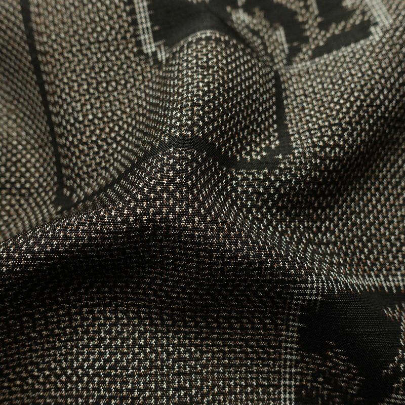 紬 良品 正絹 木の葉・植物柄 袷仕立て 身丈161.5cm 裄丈63cm リサイクル着物 着物 茶_画像19