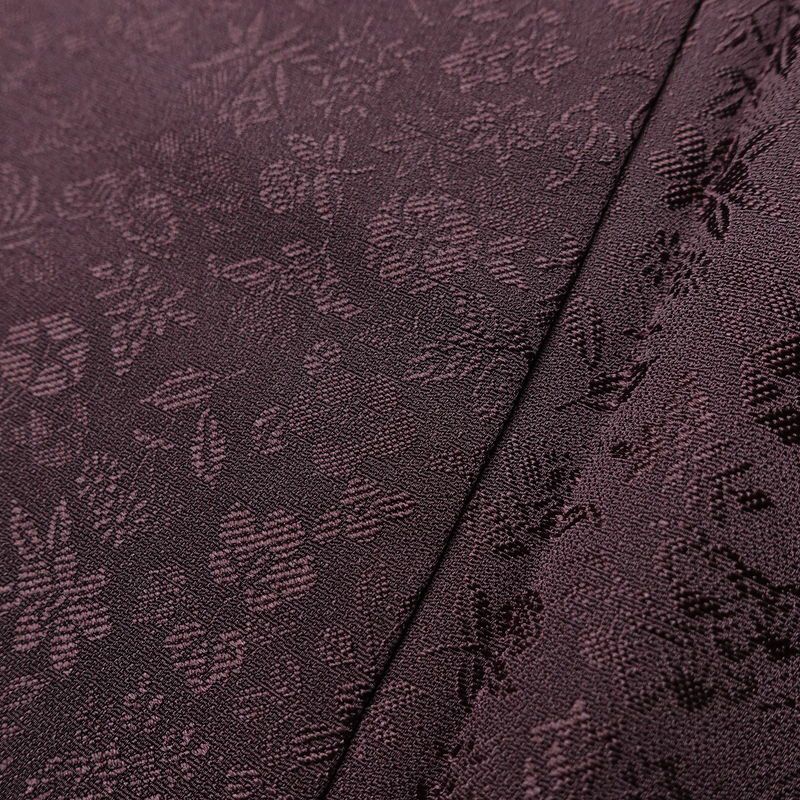 色無地 美品 しつけ糸付き 一つ紋付き 正絹 木の葉・植物柄 袷仕立て 身丈149cm 裄丈63cm リサイクル着物 着物 未使用品 お茶会 フォーマル 紫・藤色_画像8