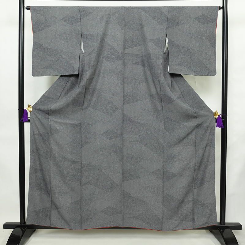 小紋 正絹 古典柄 袷仕立て 身丈158.5cm 裄丈64cm リサイクル着物 着物 青・紺_画像1