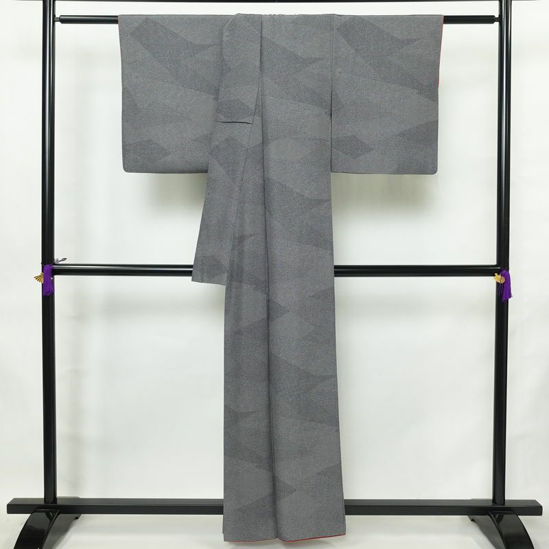 小紋 正絹 古典柄 袷仕立て 身丈158.5cm 裄丈64cm リサイクル着物 着物 青・紺_画像2