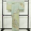 訪問着 落款入り 絞り 金駒刺繍 正絹 花柄 袷仕立て 身丈159.5cm 裄丈63.5cm リサイクル着物 着物 箔 金彩 入学式 卒業式 七五三 お宮参り フォーマル 緑・うぐいす色_画像2