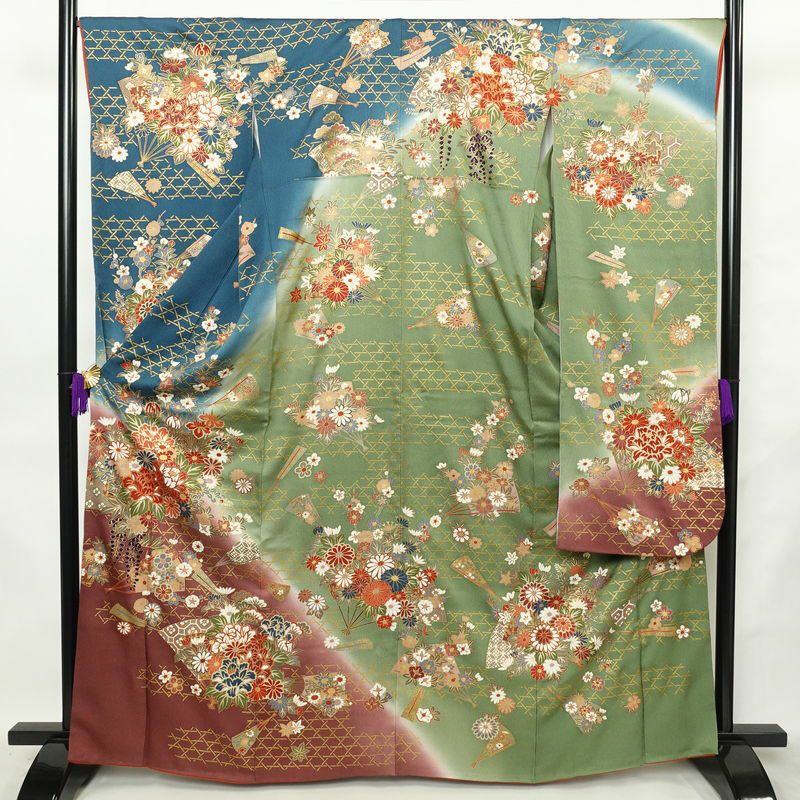 振袖 良品 正絹 古典柄 袷仕立て 身丈164.5cm 裄丈67cm リサイクル着物 着物 結婚式 成人式 二十歳 二十歳の集い フォーマル 華やか 多色使い_画像1