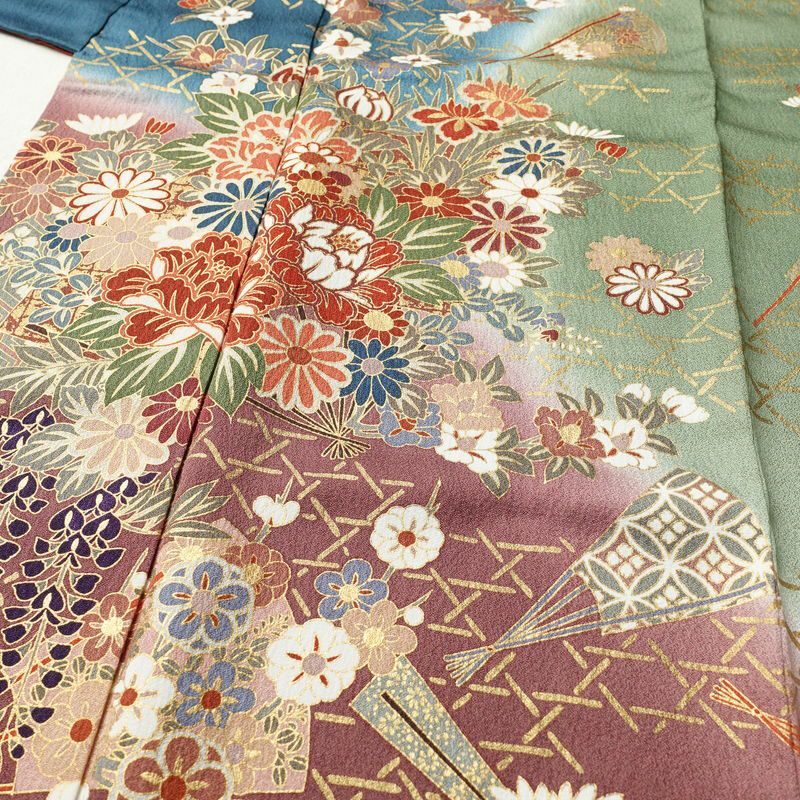 振袖 良品 正絹 古典柄 袷仕立て 身丈164.5cm 裄丈67cm リサイクル着物 着物 結婚式 成人式 二十歳 二十歳の集い フォーマル 華やか 多色使い_画像5
