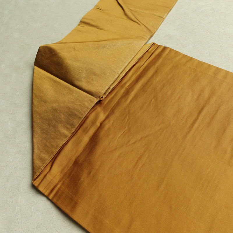 名古屋帯 太鼓柄 正絹 幾何学柄・抽象柄 名古屋仕立て なごや帯 リサイクル帯 帯 モダン 黄・黄土色_画像18