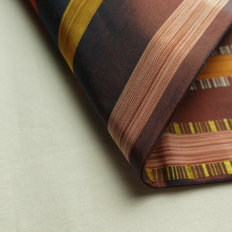 名古屋帯 六通柄 良品 正絹 幾何学柄・抽象柄 通し仕立て なごや帯 リサイクル帯 帯 モダン 橙_画像11