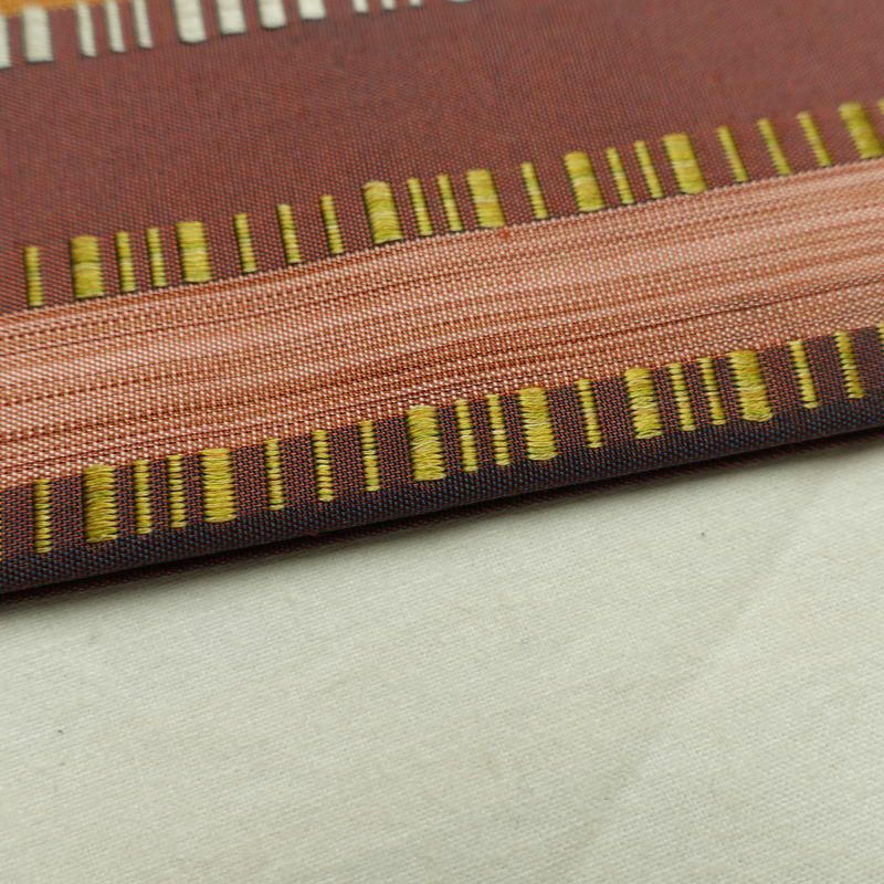 名古屋帯 六通柄 良品 正絹 幾何学柄・抽象柄 通し仕立て なごや帯 リサイクル帯 帯 モダン 橙_画像13