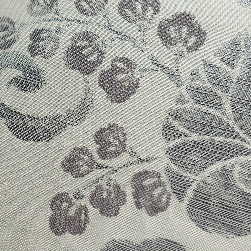 名古屋帯 六通柄 正絹 木の葉・植物柄 通し仕立て なごや帯 リサイクル帯 帯 グレー_画像3