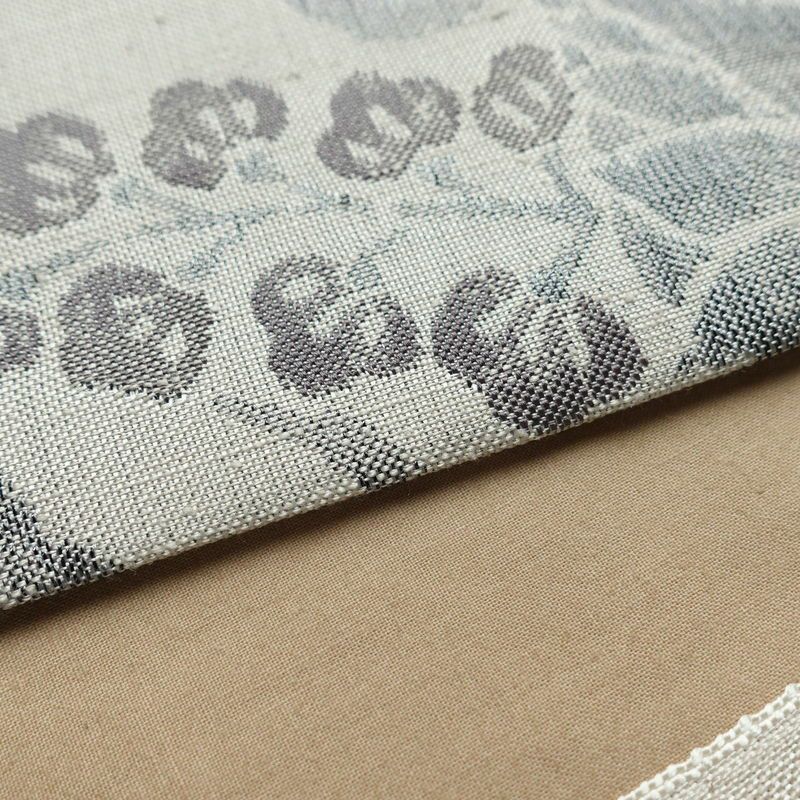 名古屋帯 六通柄 正絹 木の葉・植物柄 通し仕立て なごや帯 リサイクル帯 帯 グレー_画像12