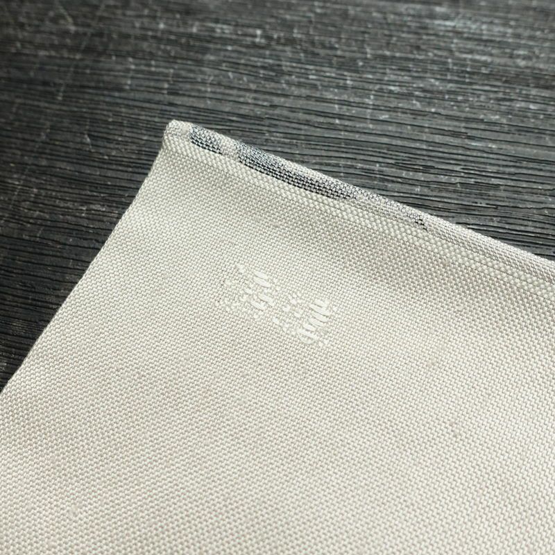 名古屋帯 六通柄 正絹 木の葉・植物柄 通し仕立て なごや帯 リサイクル帯 帯 グレー_画像18