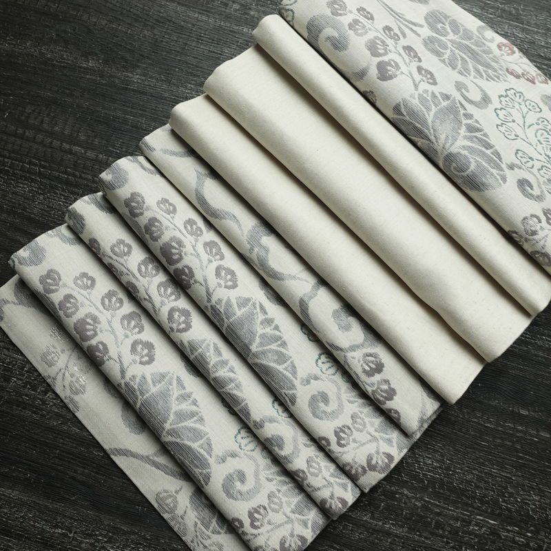 名古屋帯 六通柄 正絹 木の葉・植物柄 通し仕立て なごや帯 リサイクル帯 帯 グレー_画像20