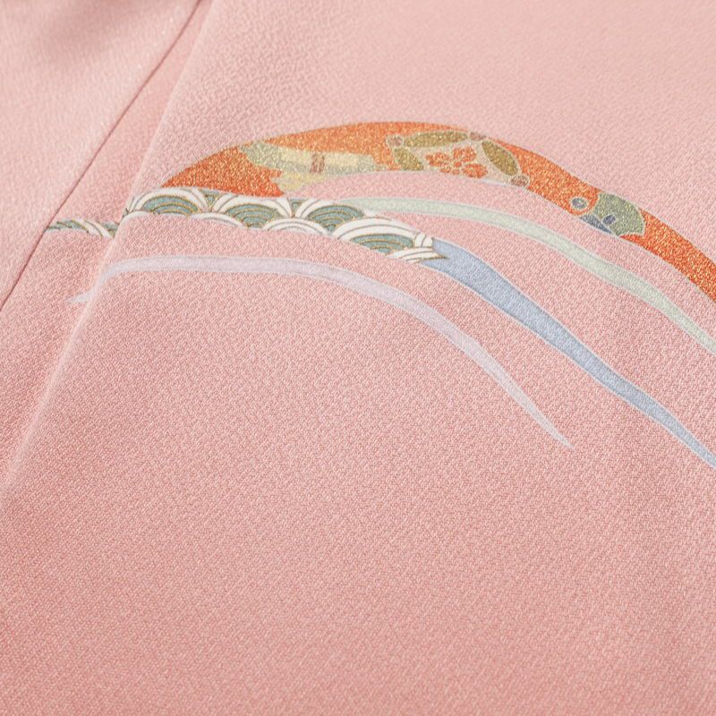 付け下げ 美品 しつけ糸付き 正絹 古典柄 袷仕立て 身丈156cm 裄丈63cm リサイクル着物 着物 箔 金彩 入学式 七五三 お宮参り フォーマル ピンク_画像18