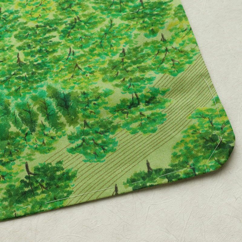小紋 付下小紋 良品 しつけ糸付き 正絹 風景柄 袷仕立て 身丈156cm 裄丈62.5cm リサイクル着物 着物 緑・うぐいす色_画像16