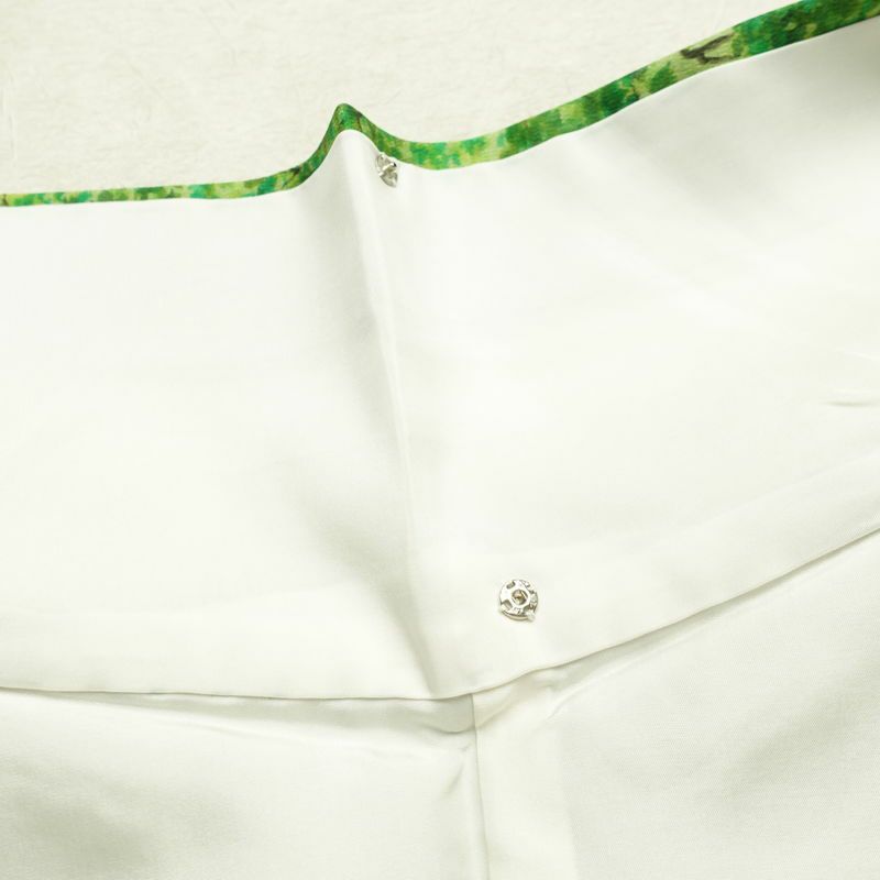 小紋 付下小紋 良品 しつけ糸付き 正絹 風景柄 袷仕立て 身丈156cm 裄丈62.5cm リサイクル着物 着物 緑・うぐいす色_画像20