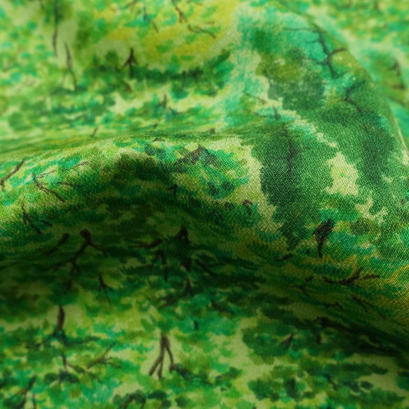 小紋 付下小紋 良品 しつけ糸付き 正絹 風景柄 袷仕立て 身丈156cm 裄丈62.5cm リサイクル着物 着物 緑・うぐいす色_画像21