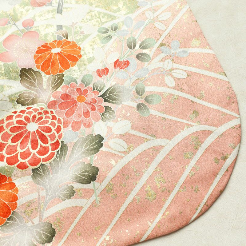 振袖 良品 金駒刺繍 正絹 花柄 袷仕立て 身丈164cm 裄丈68cm リサイクル着物 着物 箔 金彩 成人式 二十歳 二十歳の集い パーティー フォーマル 華やか 梅 萩 菊 ミントグリーン 緑・うぐいす色_画像15