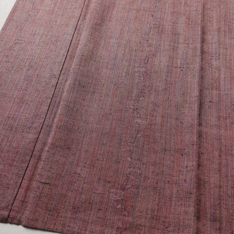 単衣 紬 バチ衿仕立て 正絹 縞柄・線柄 単衣仕立て 身丈158cm 裄丈65cm リサイクル着物 着物 紬地 ピンク_画像4