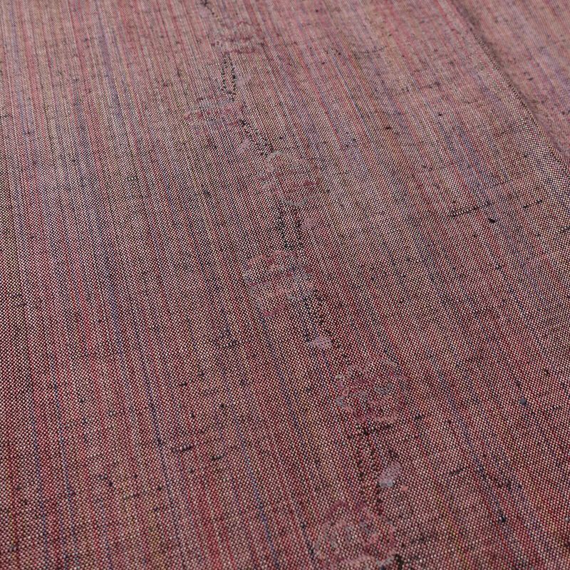 単衣 紬 バチ衿仕立て 正絹 縞柄・線柄 単衣仕立て 身丈158cm 裄丈65cm リサイクル着物 着物 紬地 ピンク_画像7