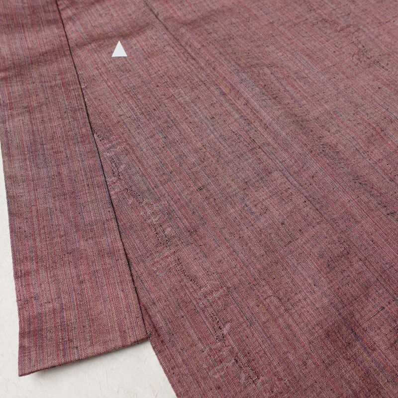単衣 紬 バチ衿仕立て 正絹 縞柄・線柄 単衣仕立て 身丈158cm 裄丈65cm リサイクル着物 着物 紬地 ピンク_画像12
