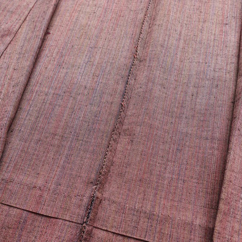 単衣 紬 バチ衿仕立て 正絹 縞柄・線柄 単衣仕立て 身丈158cm 裄丈65cm リサイクル着物 着物 紬地 ピンク_画像19