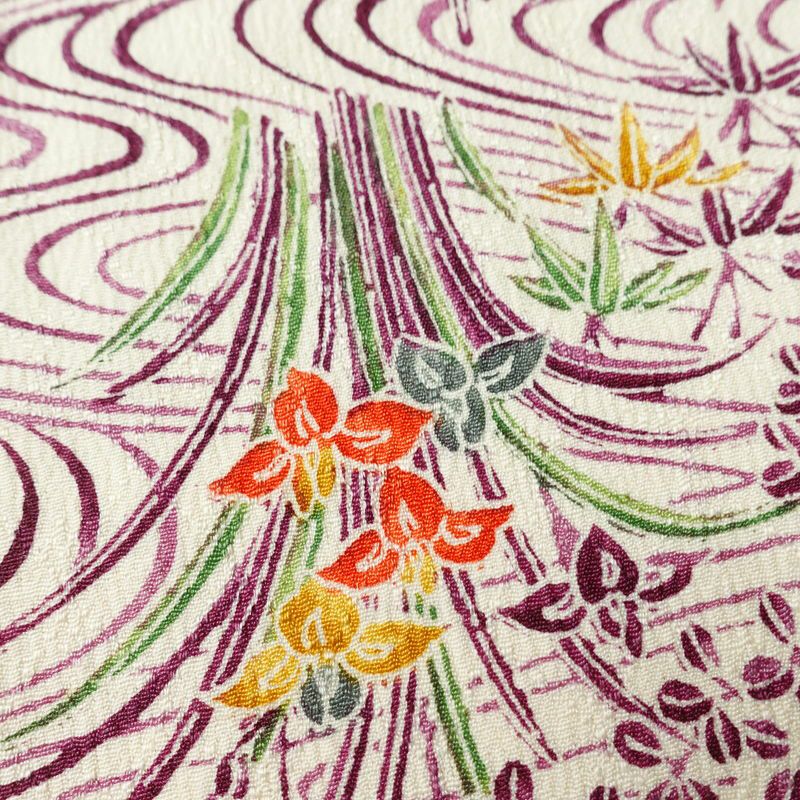 単衣 小紋 美品 しつけ糸付き バチ衿仕立て 正絹 古典柄 単衣仕立て 身丈165cm 裄丈66cm リサイクル着物 着物 多色使い_画像8