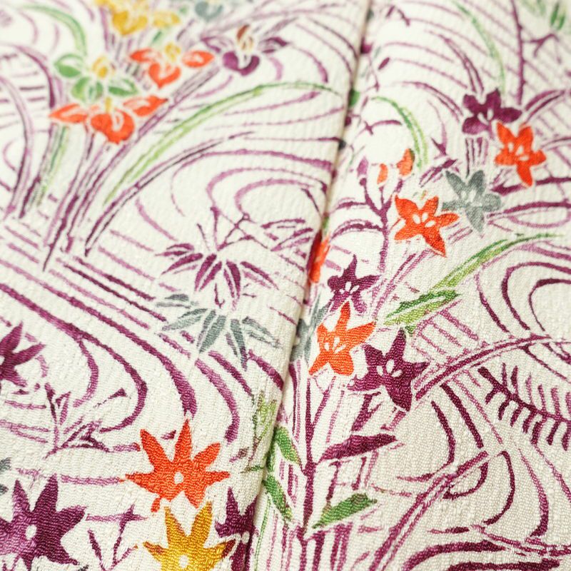 単衣 小紋 美品 しつけ糸付き バチ衿仕立て 正絹 古典柄 単衣仕立て 身丈165cm 裄丈66cm リサイクル着物 着物 多色使い_画像9