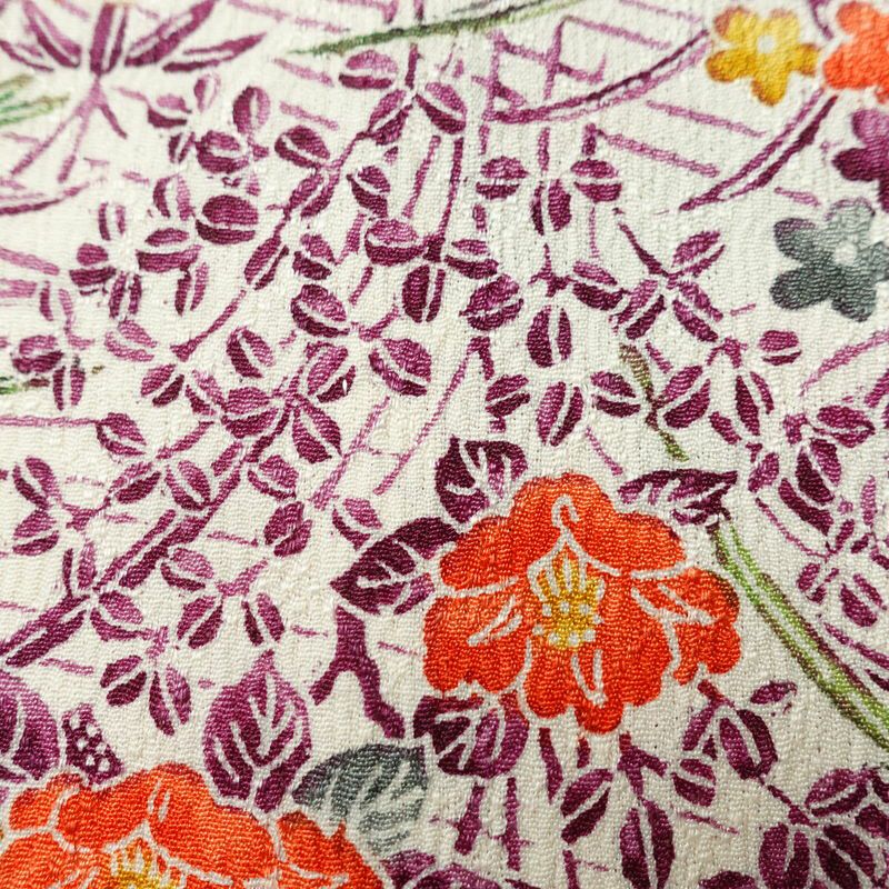 単衣 小紋 美品 しつけ糸付き バチ衿仕立て 正絹 古典柄 単衣仕立て 身丈165cm 裄丈66cm リサイクル着物 着物 多色使い_画像10