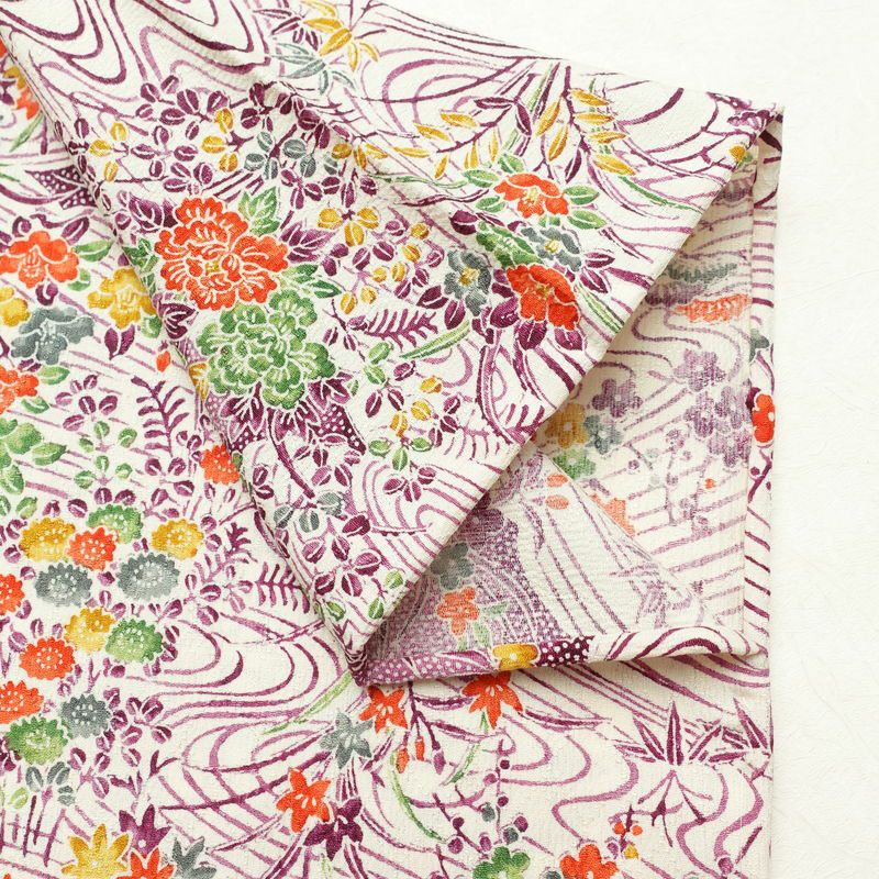 単衣 小紋 美品 しつけ糸付き バチ衿仕立て 正絹 古典柄 単衣仕立て 身丈165cm 裄丈66cm リサイクル着物 着物 多色使い_画像14