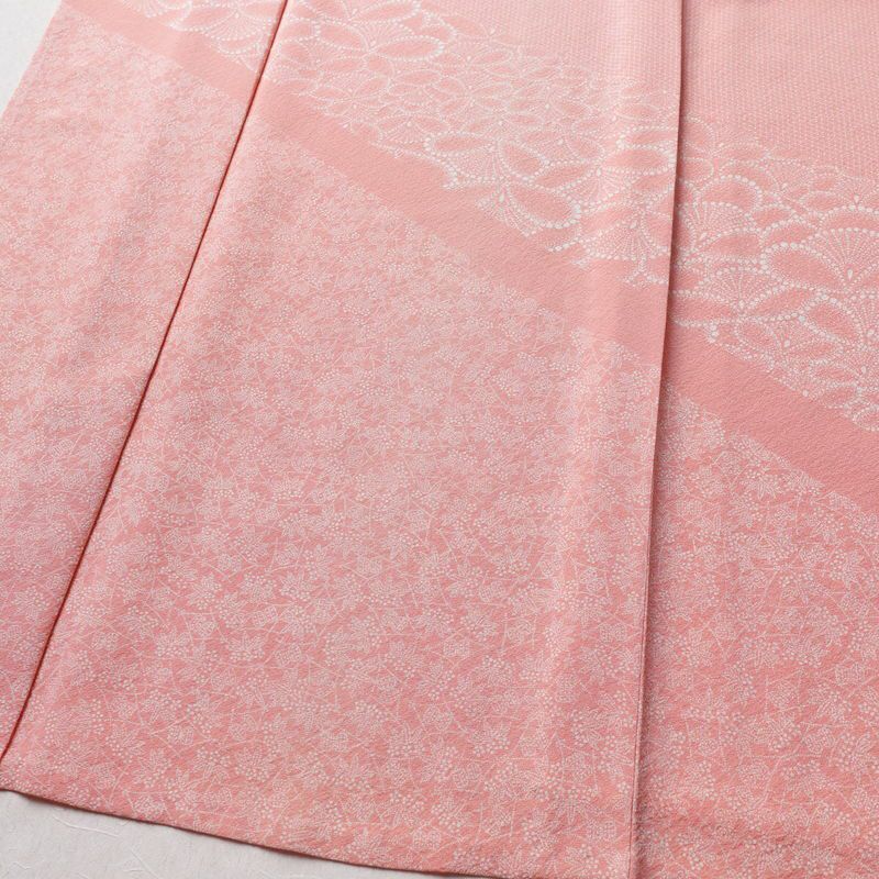 単衣 付下 美品 坂口幸市 落款入り 縮緬 正絹 古典柄 単衣仕立て 身丈162cm 裄丈66.5cm リサイクル着物 着物 ピンク_画像4