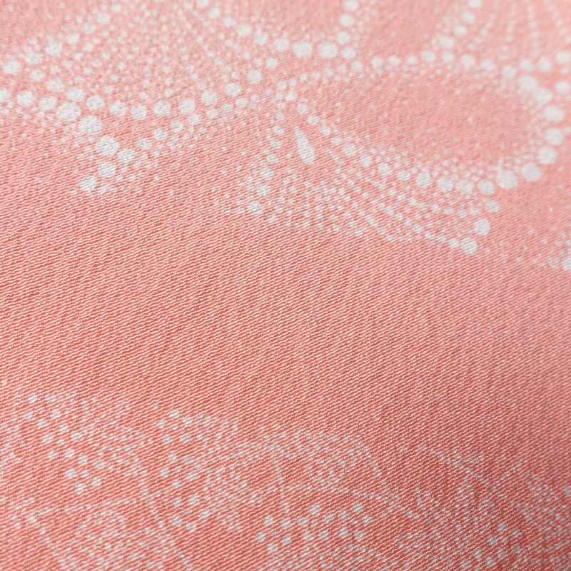 単衣 付下 美品 坂口幸市 落款入り 縮緬 正絹 古典柄 単衣仕立て 身丈162cm 裄丈66.5cm リサイクル着物 着物 ピンク_画像8