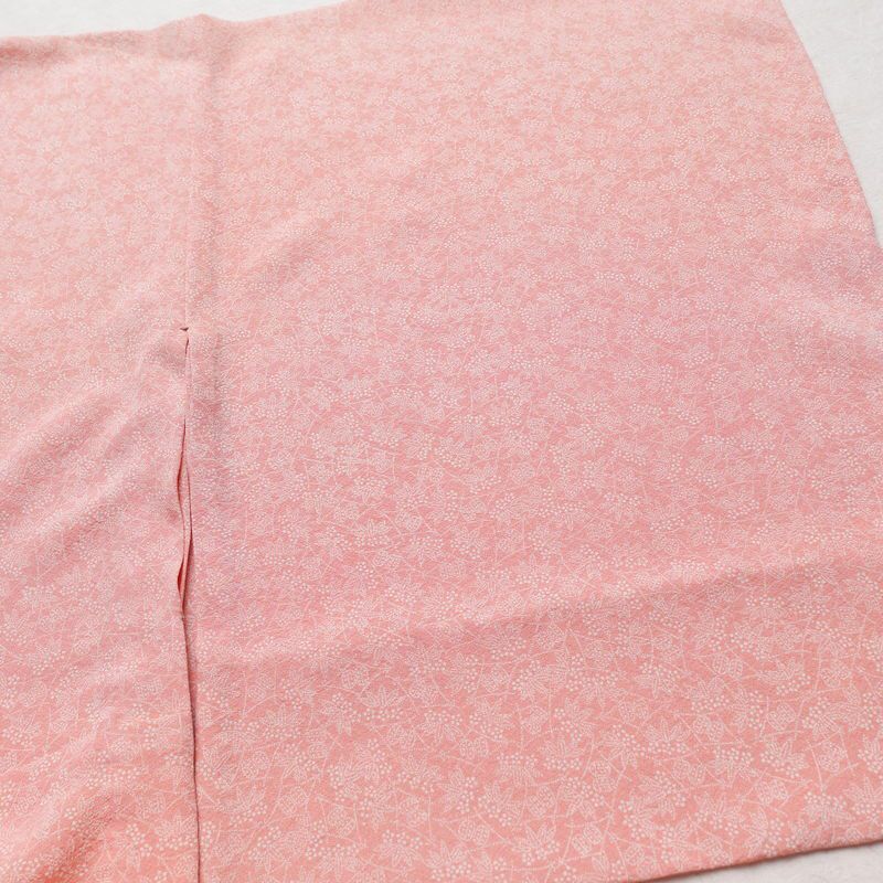 単衣 付下 美品 坂口幸市 落款入り 縮緬 正絹 古典柄 単衣仕立て 身丈162cm 裄丈66.5cm リサイクル着物 着物 ピンク_画像15