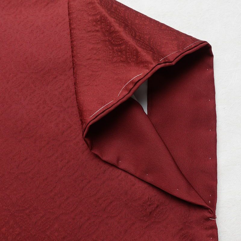 色無地 良品 しつけ糸付き 正絹 古典柄 袷仕立て 身丈167cm 裄丈67cm リサイクル着物 着物 お茶会 小豆・エンジ_画像13