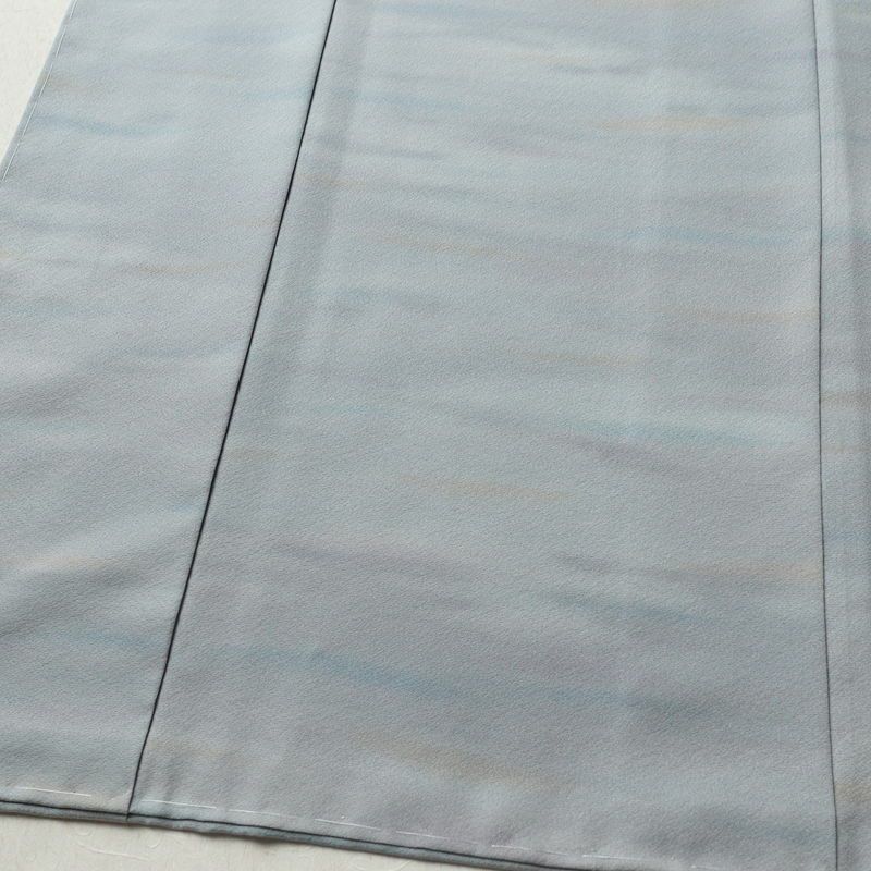 小紋 美品 しつけ糸付き 縮緬 一つ紋付き 正絹 その他の柄 袷仕立て 身丈169cm 裄丈68.5cm リサイクル着物 着物 共八掛 青・紺_画像4