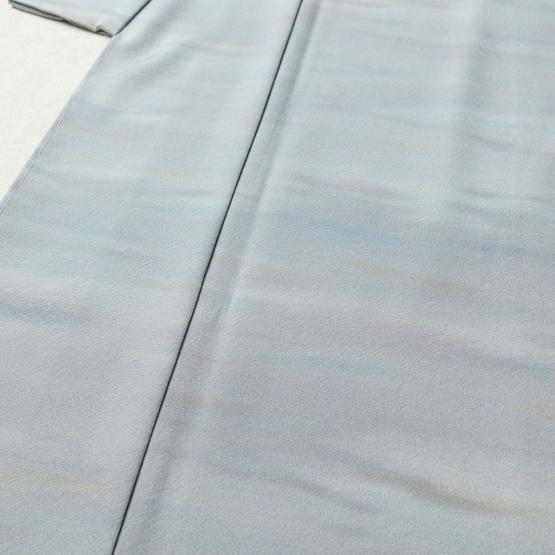 小紋 美品 しつけ糸付き 縮緬 一つ紋付き 正絹 その他の柄 袷仕立て 身丈169cm 裄丈68.5cm リサイクル着物 着物 共八掛 青・紺_画像5