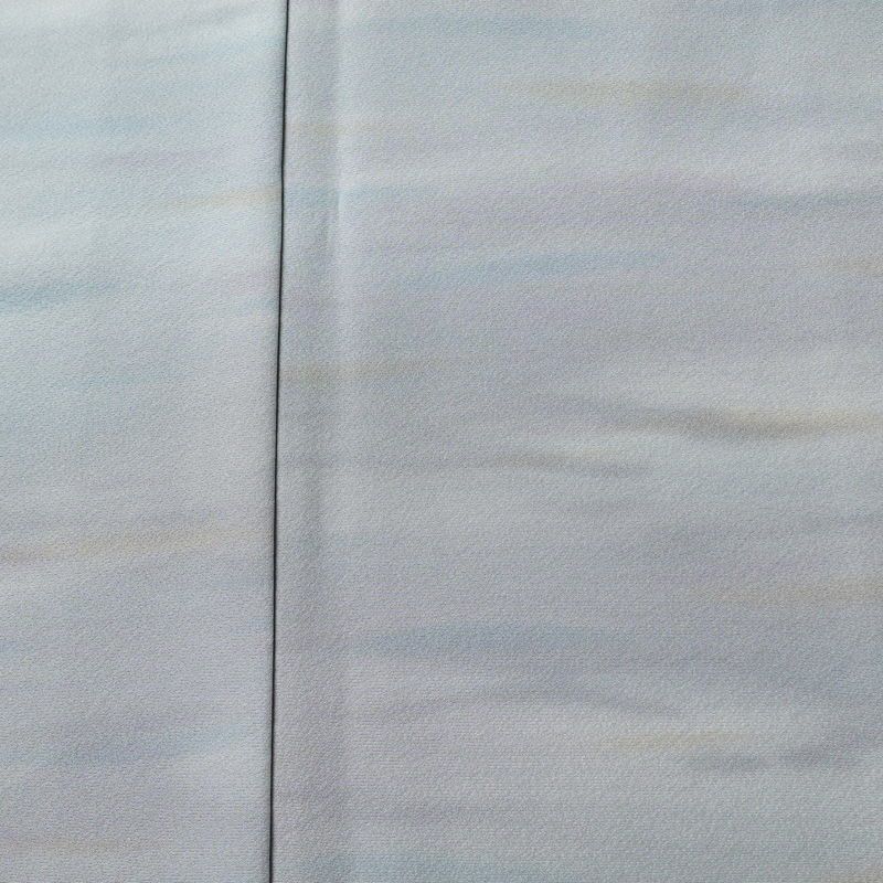 小紋 美品 しつけ糸付き 縮緬 一つ紋付き 正絹 その他の柄 袷仕立て 身丈169cm 裄丈68.5cm リサイクル着物 着物 共八掛 青・紺_画像6