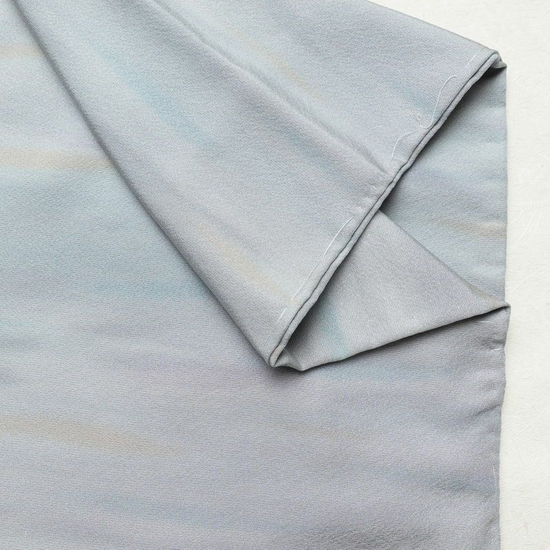 小紋 美品 しつけ糸付き 縮緬 一つ紋付き 正絹 その他の柄 袷仕立て 身丈169cm 裄丈68.5cm リサイクル着物 着物 共八掛 青・紺_画像15