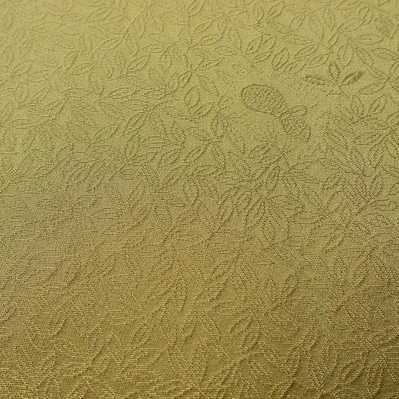 色無地 良品 しつけ糸付き 一つ紋付き 正絹 木の葉・植物柄 袷仕立て 身丈166.5cm 裄丈68.5cm リサイクル着物 着物 お茶会 フォーマル 黄・黄土色_画像8