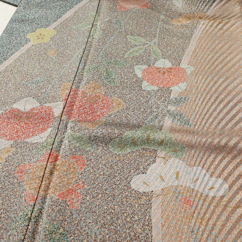 訪問着 正絹 花柄 袷仕立て 身丈161cm 裄丈63.5cm リサイクル着物 着物 共八掛 入学式 卒業式 七五三 お宮参り フォーマル 多色使い_画像5