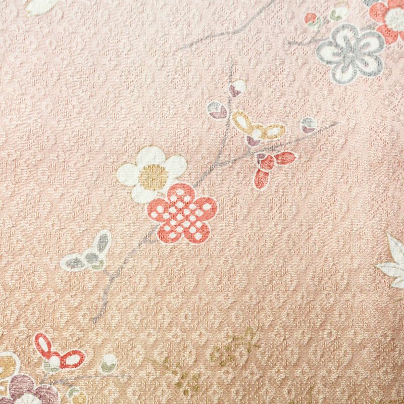 単衣 訪問着 良品 正絹 花柄 単衣仕立て 身丈168.5cm 裄丈68cm リサイクル着物 一部しつけ糸付き 着物 箔 ピンク_画像7