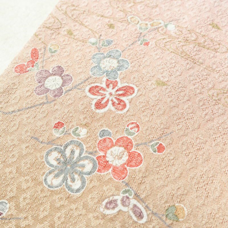 単衣 訪問着 良品 正絹 花柄 単衣仕立て 身丈168.5cm 裄丈68cm リサイクル着物 一部しつけ糸付き 着物 箔 ピンク_画像8