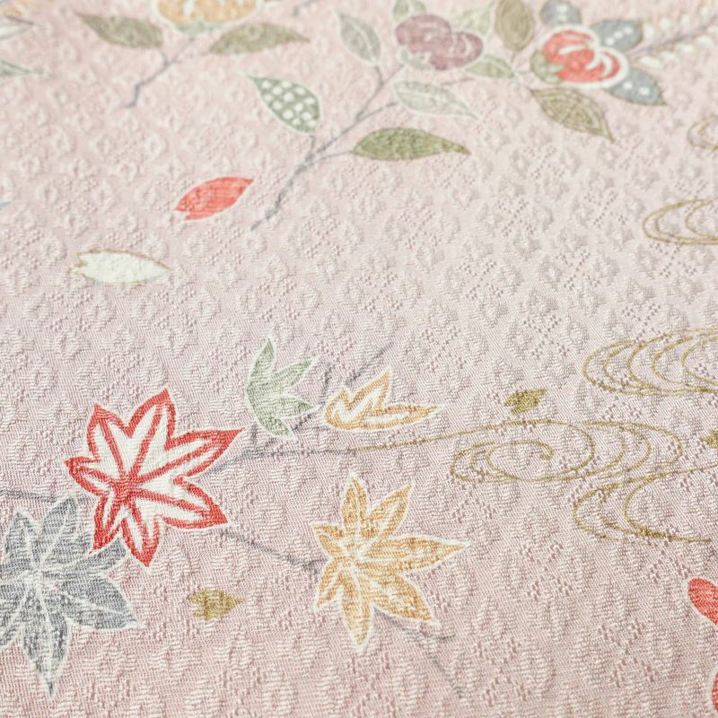 単衣 訪問着 良品 正絹 花柄 単衣仕立て 身丈168.5cm 裄丈68cm リサイクル着物 一部しつけ糸付き 着物 箔 ピンク_画像10