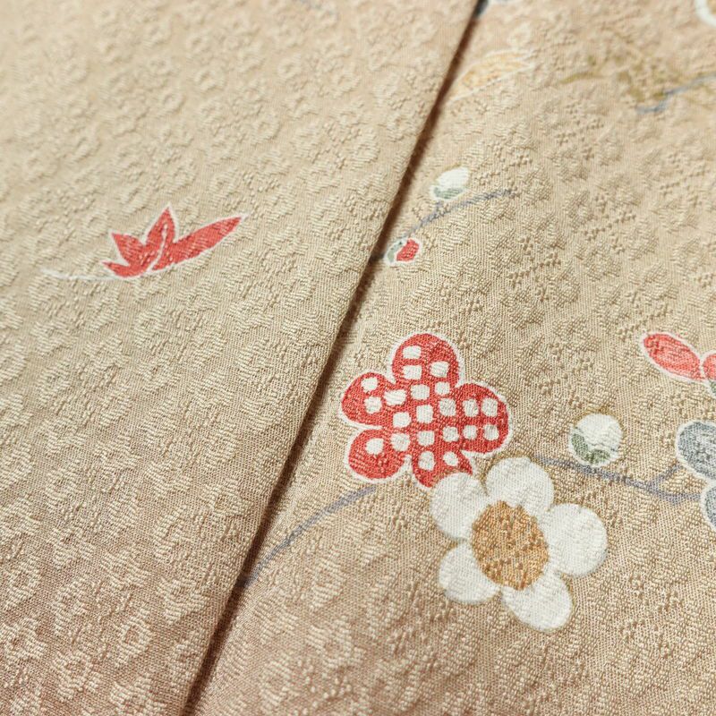 単衣 訪問着 良品 正絹 花柄 単衣仕立て 身丈168.5cm 裄丈68cm リサイクル着物 一部しつけ糸付き 着物 箔 ピンク_画像12