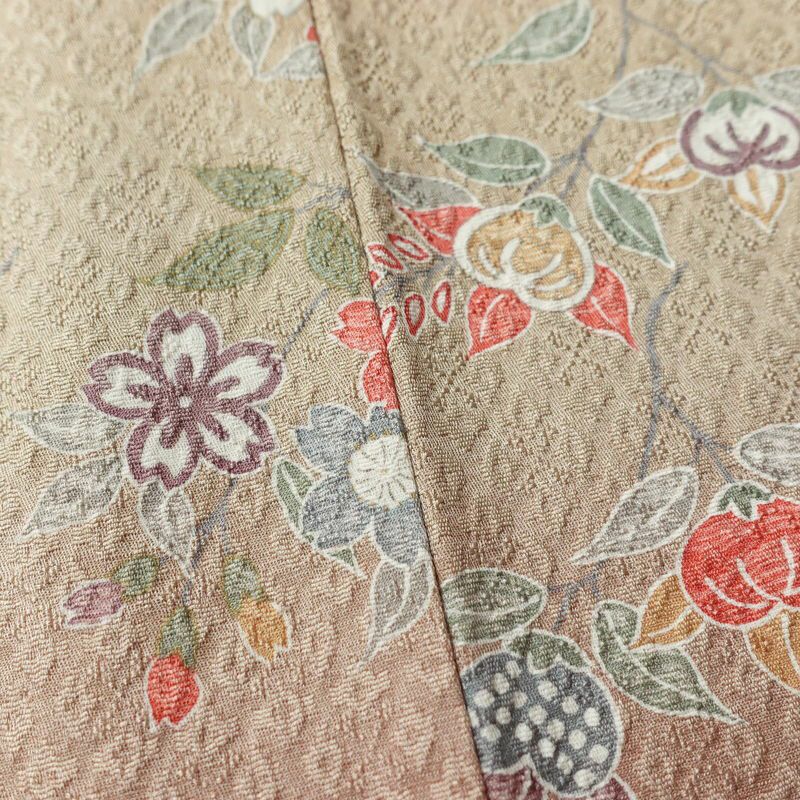 単衣 訪問着 良品 正絹 花柄 単衣仕立て 身丈168.5cm 裄丈68cm リサイクル着物 一部しつけ糸付き 着物 箔 ピンク_画像13