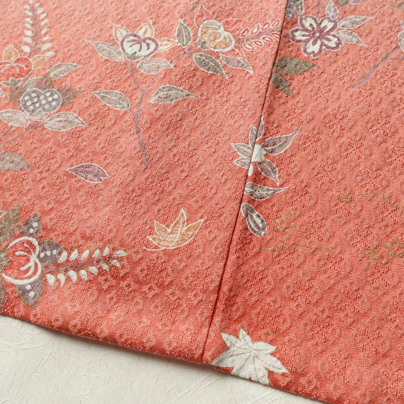 単衣 訪問着 良品 正絹 花柄 単衣仕立て 身丈168.5cm 裄丈68cm リサイクル着物 一部しつけ糸付き 着物 箔 ピンク_画像14
