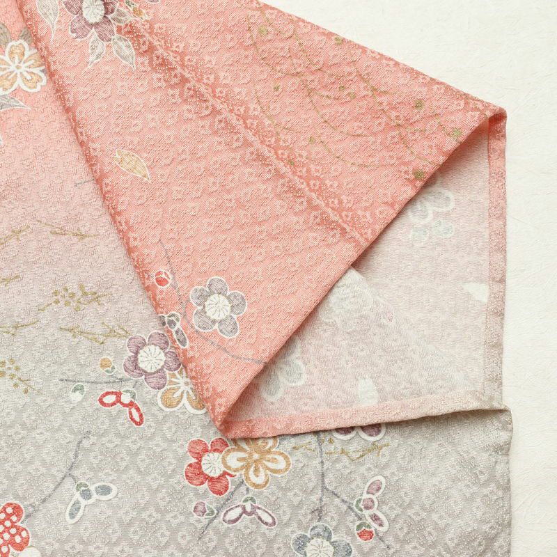 単衣 訪問着 良品 正絹 花柄 単衣仕立て 身丈168.5cm 裄丈68cm リサイクル着物 一部しつけ糸付き 着物 箔 ピンク_画像16