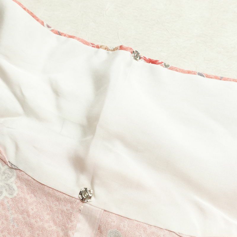 単衣 訪問着 良品 正絹 花柄 単衣仕立て 身丈168.5cm 裄丈68cm リサイクル着物 一部しつけ糸付き 着物 箔 ピンク_画像21