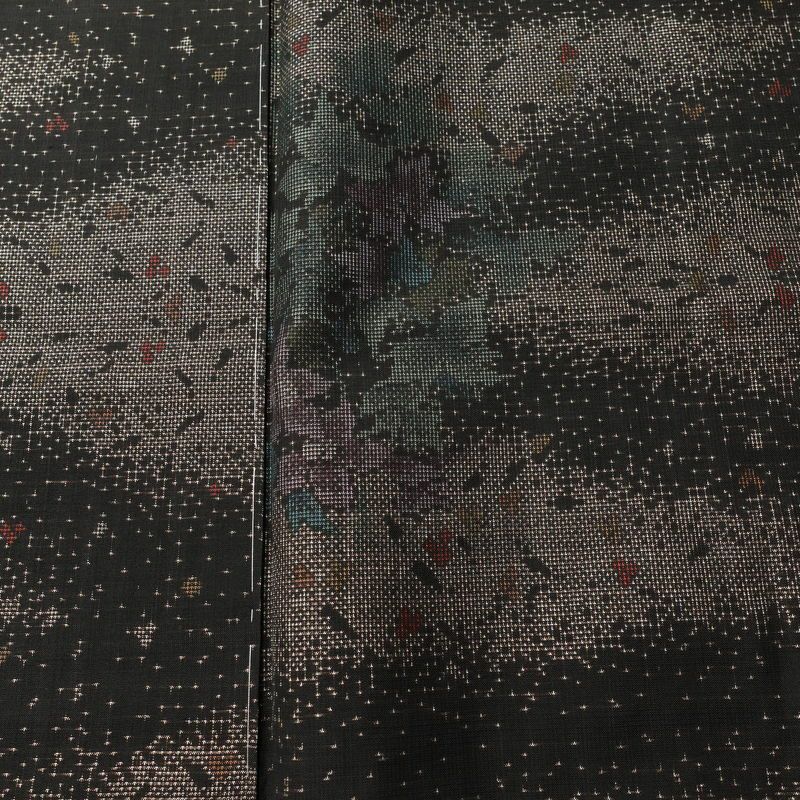 大島紬 良品 証紙なし しつけ糸付き 正絹 木の葉・植物柄 袷仕立て 身丈161cm 裄丈66cm リサイクル着物 着物 茶_画像6