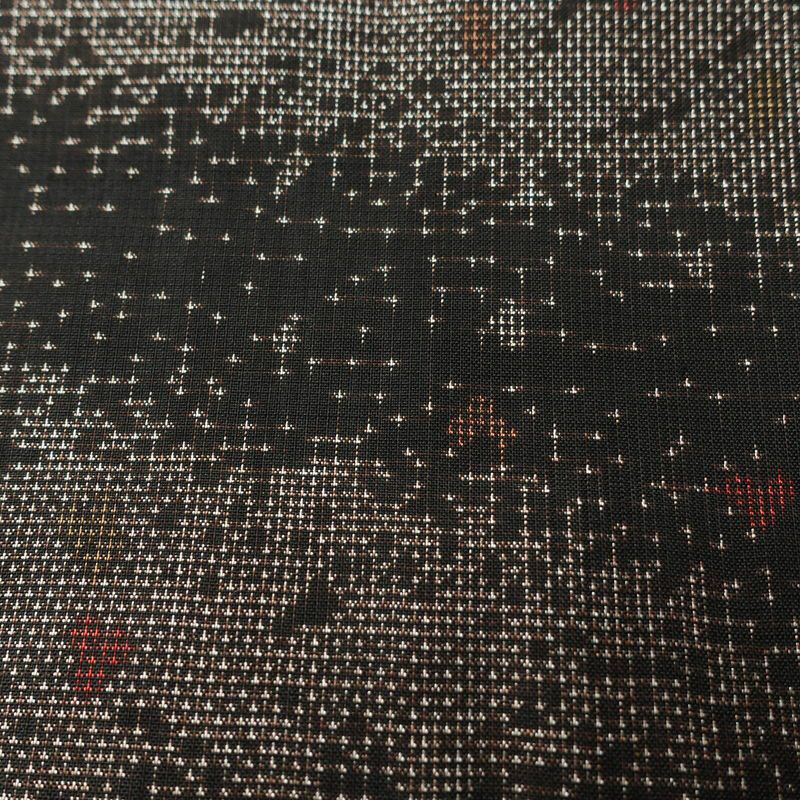 大島紬 良品 証紙なし しつけ糸付き 正絹 木の葉・植物柄 袷仕立て 身丈161cm 裄丈66cm リサイクル着物 着物 茶_画像8