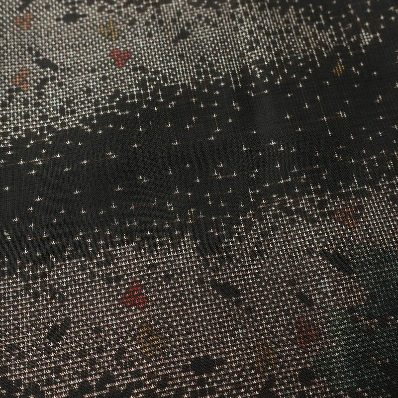 大島紬 良品 証紙なし しつけ糸付き 正絹 木の葉・植物柄 袷仕立て 身丈161cm 裄丈66cm リサイクル着物 着物 茶_画像9