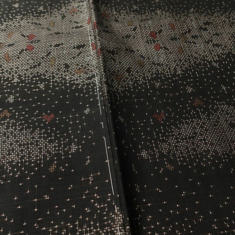 大島紬 良品 証紙なし しつけ糸付き 正絹 木の葉・植物柄 袷仕立て 身丈161cm 裄丈66cm リサイクル着物 着物 茶_画像11